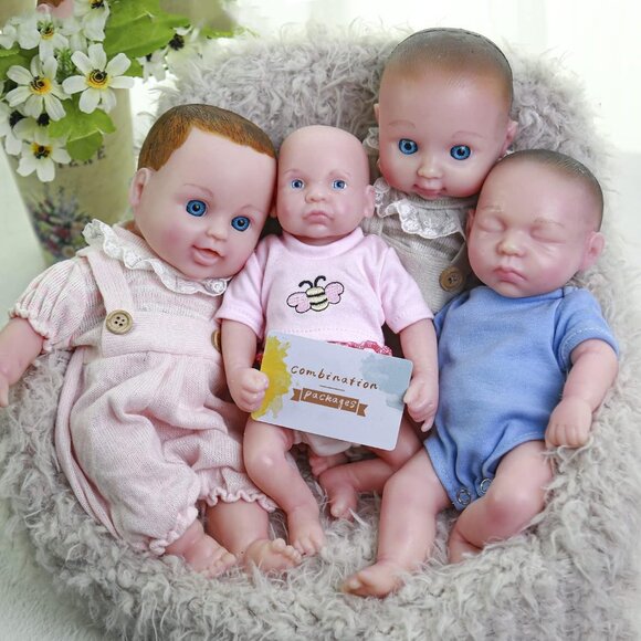 13inch Pack Of 4 Reborn Realistic Full Body Silicone Newborn Baby Doll Girl - Picture 1 of 6